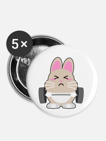Fitness - Buttons klein 25 mm (5er Pack) - Weiß