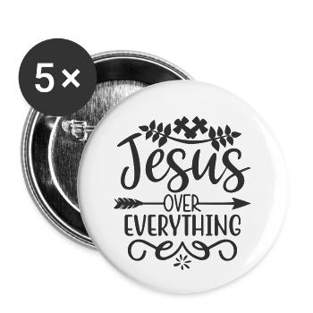 Jesus über alles - Buttons klein 25 mm (5er Pack) - Weiß - Vorne