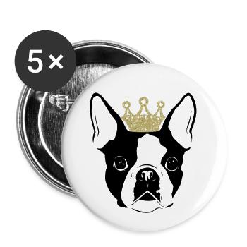 T-Shirt König Boston Terrier Geschenk - Buttons klein 25 mm (5er Pack) - Weiß - Vorne