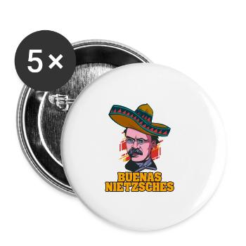 Buenas Nietzsche's motif for a philosopher - Buttons small 1''/25 mm (5-pack) - white - Front