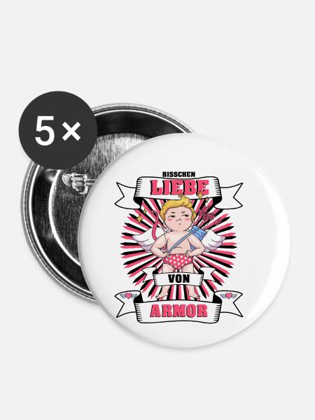Liebe von Armor - Buttons klein 25 mm (5er Pack) - Weiß