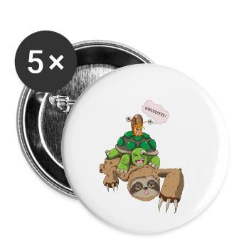Paresseux tortues escargots motif amour des animaux - Lot de 5 petits badges (25 mm) - blanc - Devant