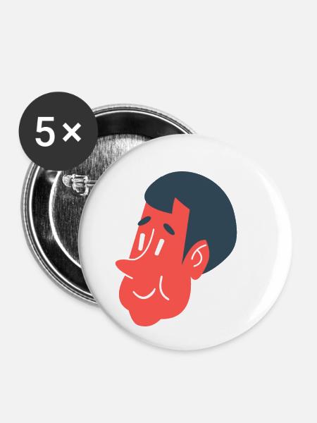 Kingdom - boy's head - Buttons klein 25 mm (5er Pack) - Weiß