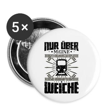 Nur über meine Weiche Eisenbahner Gleisbauer - Buttons klein 25 mm (5er Pack) - Weiß - Vorne