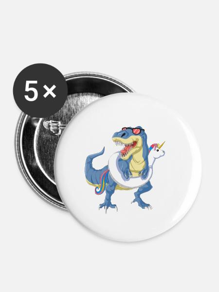 Dinosaurier-Pool-Party - Buttons klein 25 mm (5er Pack) - Weiß