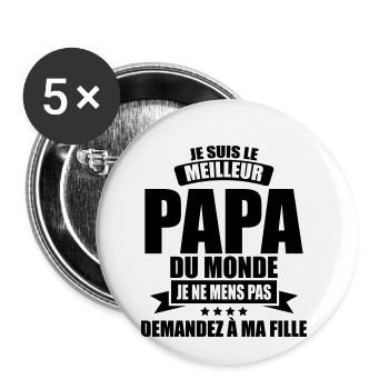 bester Vater Vater Geburtstagsväter - Buttons klein 25 mm (5er Pack) - Weiß - Vorne