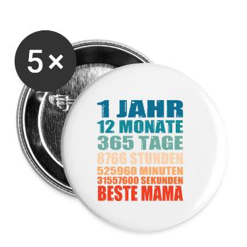 1 Jahre Beste Mama Spruch Muttertag Geschenk - Buttons klein 25 mm (5er Pack) - Weiß - Vorne
