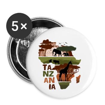 Tanzanie Afrique Coucher de soleil - Lot de 5 petits badges (25 mm) - blanc - Devant