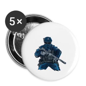 Spezialkräfte Taktische Waffen Streitkräfte - Buttons klein 25 mm (5er Pack) - Weiß - Vorne