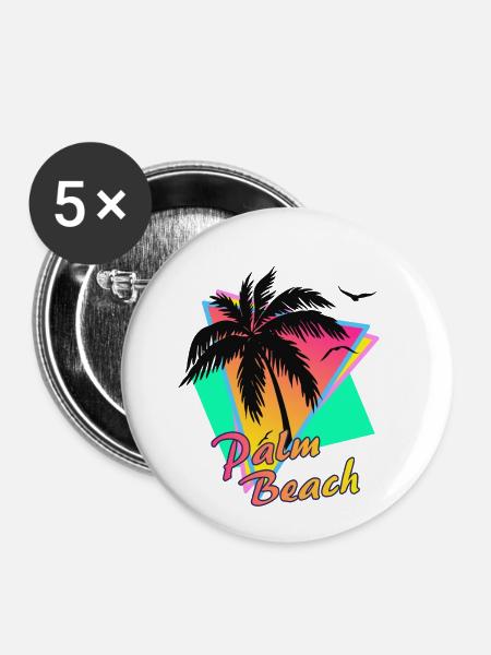 Palmenstrand - Buttons klein 25 mm (5er Pack) - Weiß