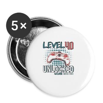 Gamer Controller Level 40 Unlocked - Buttons klein 25 mm (5er Pack) - Weiß - Vorne