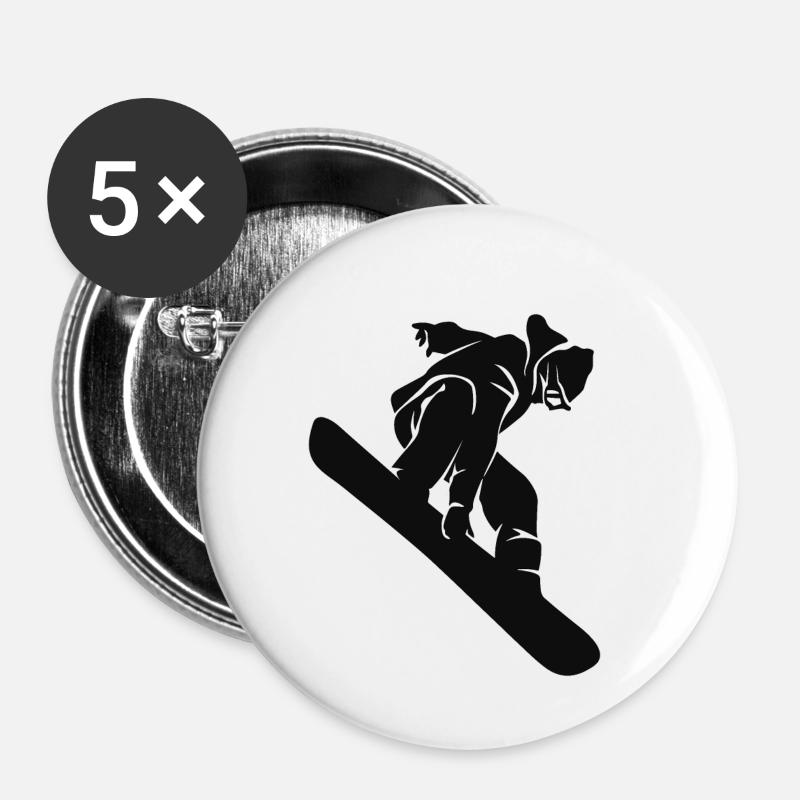 Snowboard - Buttons klein 25 mm (5er Pack) - Weiß