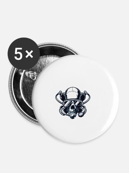 Old Men Scuba - Buttons klein 25 mm (5er Pack) - Weiß