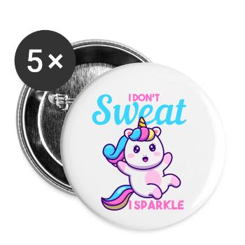 Unicorn I Don't Sweat I Sparkle Gift - Buttons small 1''/25 mm (5-pack) - white - Front