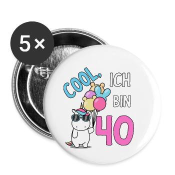 40. Geburtstag 40 Jahre 1981 Jahrgang - Buttons klein 25 mm (5er Pack) - Weiß - Vorne
