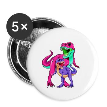 Mère et fils Dino - Fête des Mères - Lot de 5 petits badges (25 mm) - blanc - Devant