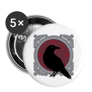Raven Nordic Mythology Celts Gift - Buttons small 1''/25 mm (5-pack) - white - Front