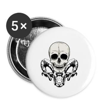 Horror Devil Satan Demon Skull Halloween - Buttons small 1''/25 mm (5-pack) - white - Front