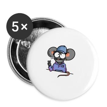 Maus zeigt Peace - Buttons klein 25 mm (5er Pack) - Weiß - Vorne