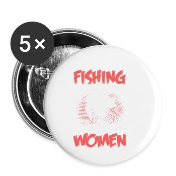 Fly fishing girls - Buttons small 1''/25 mm (5-pack) - white - Front