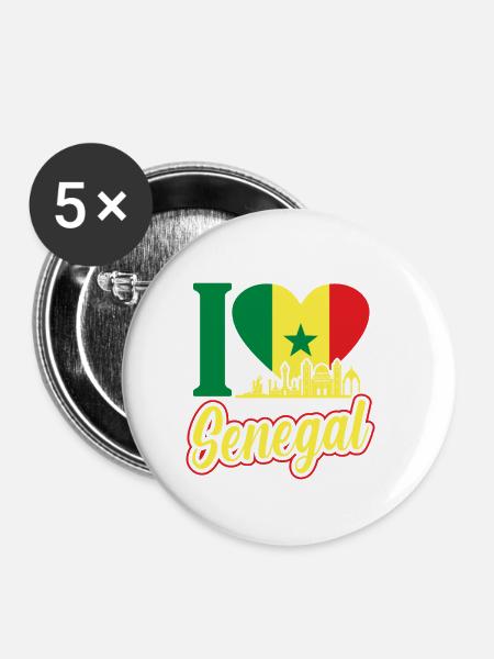 Senegal - Buttons klein 25 mm (5er Pack) - Weiß
