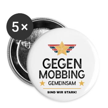 Gegen Mobbing Mobbing Gemeinsam - Buttons klein 25 mm (5er Pack) - Weiß - Vorne