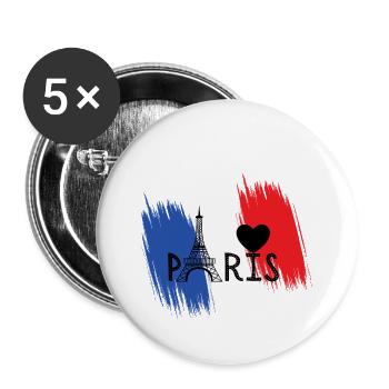 I love Paris - Buttons small 1''/25 mm (5-pack) - white - Front