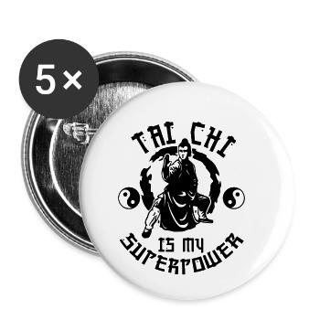Tai Chi Ist Meine Supermacht Ying Yang Kampfkunst - Buttons klein 25 mm (5er Pack) - Weiß - Vorne