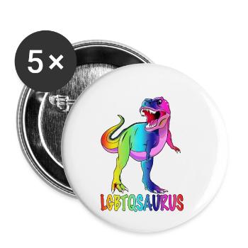 LGBT Dinosaur - LGBTQ Pride - Buttons small 1''/25 mm (5-pack) - white - Front
