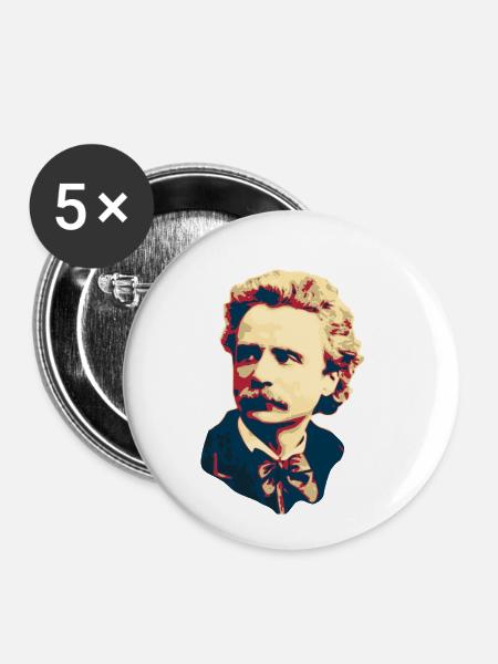 Edvard Grieg - Buttons klein 25 mm (5er Pack) - Weiß