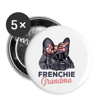 French Bulldog - Buttons small 1''/25 mm (5-pack) - white - Front