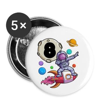 Dabbing Astronaut 8 Yrs Old Birthday Boy Space 8e - Lot de 5 petits badges (25 mm) - blanc - Devant