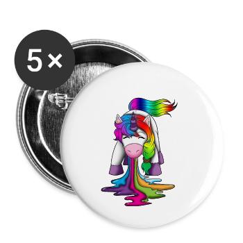 Licorne vomit créatures mythiques arc-en-ciel - Lot de 5 petits badges (25 mm) - blanc - Devant