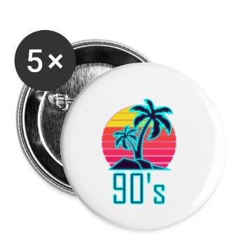 90er Mottoparty 90er Outfit 90er Retro 90er Jahre - Buttons klein 25 mm (5er Pack) - Weiß - Vorne