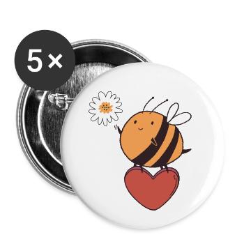 Bees and flowers Nature Love Environmental protection - Buttons small 1''/25 mm (5-pack) - white - Front