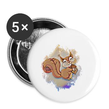 Écureuils - Lot de 5 petits badges (25 mm) - blanc - Devant