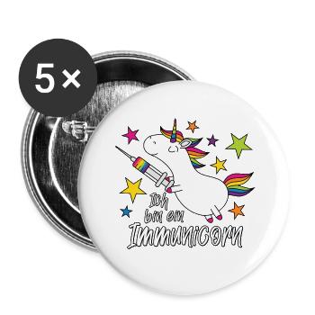 Vacciné Licorne Je suis un immunicorn - Lot de 5 petits badges (25 mm) - blanc - Devant