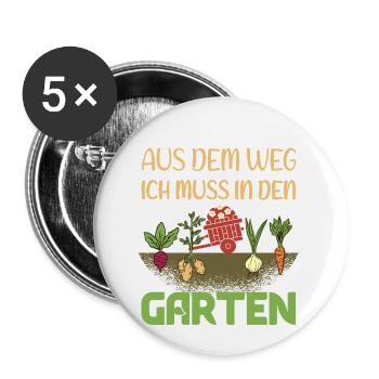 Garten Sprüche - Lustiges Hobbygärtner Geschenk - Buttons klein 25 mm (5er Pack) - Weiß - Vorne