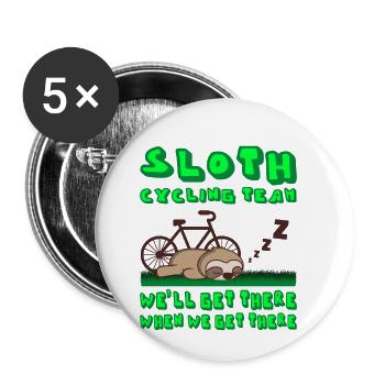 SLOTH CYCLING TEAM Bicycle Funny Cycling - Buttons small 1''/25 mm (5-pack) - white - Front
