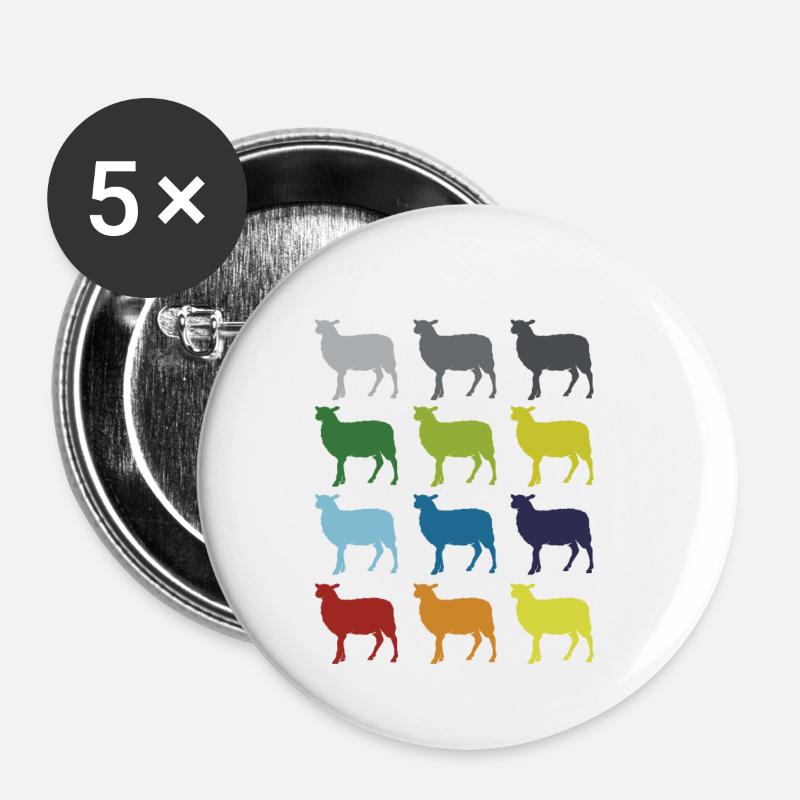 Neon Pop Art Retro Schaf Haustier Geschenkidee - Buttons klein 25 mm (5er Pack) - Weiß
