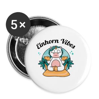 Team Einhorn - Buttons klein 25 mm (5er Pack) - Weiß - Vorne