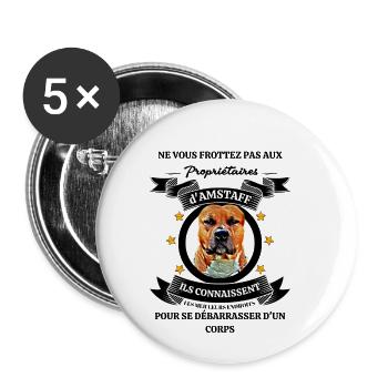 Chien American Staffordshire Terrier - Lot de 5 petits badges (25 mm) - blanc - Devant