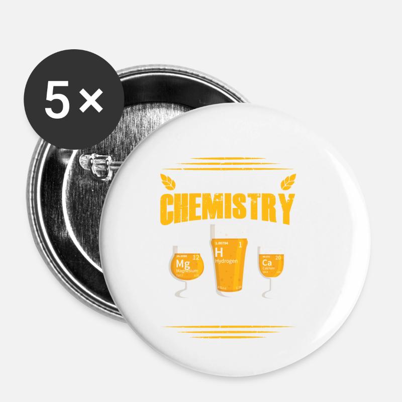 Selon la chimie Est-ce Une solution Brasser la bière - Lot de 5 petits badges (25 mm) - blanc