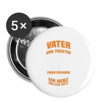 Vater und Tochter - Buttons klein 25 mm (5er Pack) - Weiß - Vorne