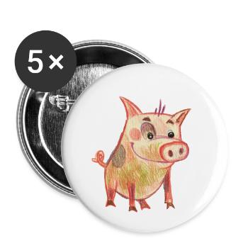 Piggie - Lot de 5 petits badges (25 mm) - blanc - Devant