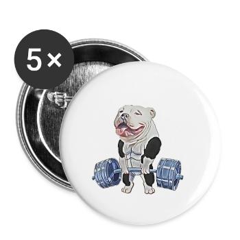 Muscle Bully - Lot de 5 petits badges (25 mm) - blanc - Devant