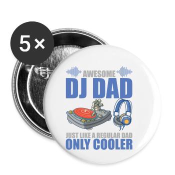 Awesome DJ Dad Just Like A Regular Dad Only Cooler - Buttons klein 25 mm (5er Pack) - Weiß - Vorne