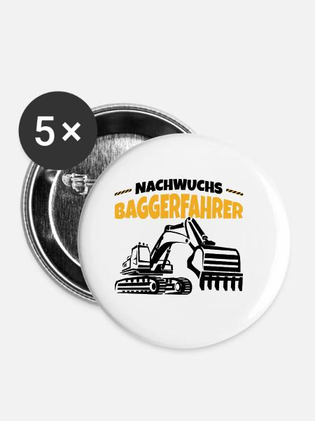 Bagger - Buttons klein 25 mm (5er Pack) - Weiß