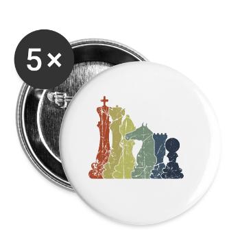 Échecs Rétro Vintage - Lot de 5 petits badges (25 mm) - blanc - Devant