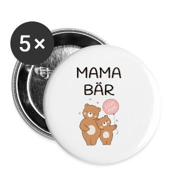 Mama Bär - Buttons klein 25 mm (5er Pack) - Weiß - Vorne